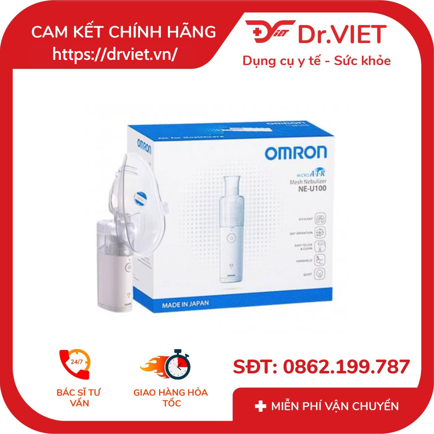 Genuine Omron Ne-U100 Nasal Inhaler – Modern Ultrasonic Vibration Mesh Technology, Outstanding Performance