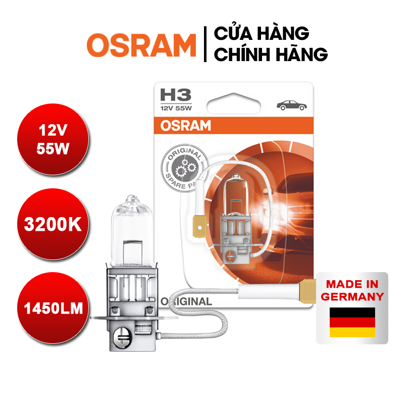 Bóng đèn halogen osram original h3 64151-01b 12v 55w - nhập khẩu chính hãng