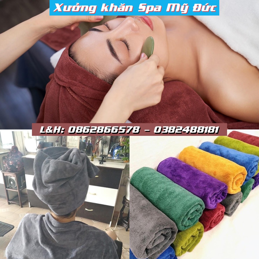 Khăn gội đầu Salon, Quấn đầu Spa, Loại dày Mềm mịn siêu thấm nước, khăn lau chuyên dụng Salon Tóc, nail, spa KT 35*75