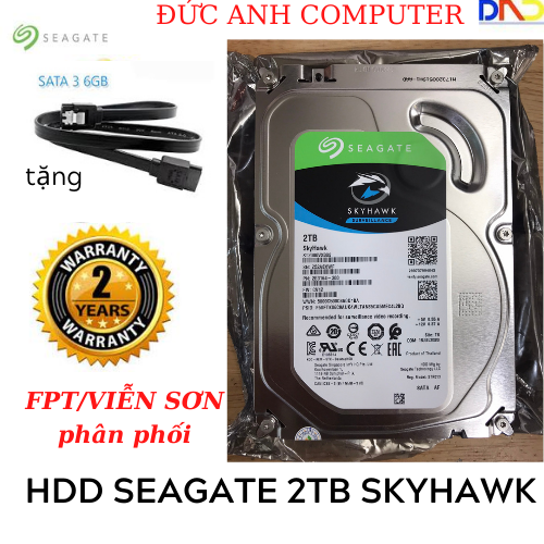 Ổ cứng SEAGATE 2TB 3.5" SATA 3 SKYHAWK -Chính Hãng FPT/ Viễn Sơn 100% - Bảo Hành 2 Năm- Tặng Cáp sata 3 Zin