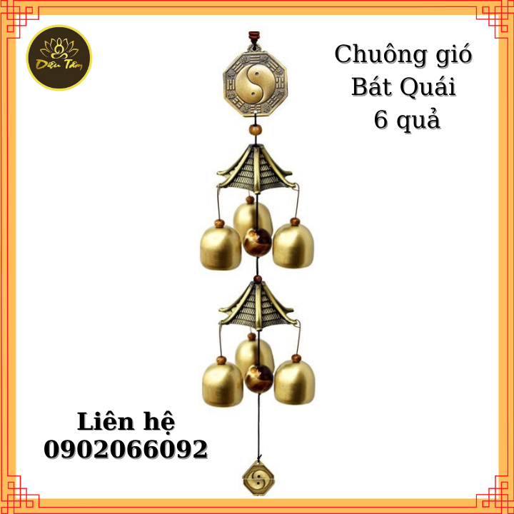 Chuông gió phong thuỷ đồ trang trí lưu niệm chuông quả chọn mẫu 6 quả