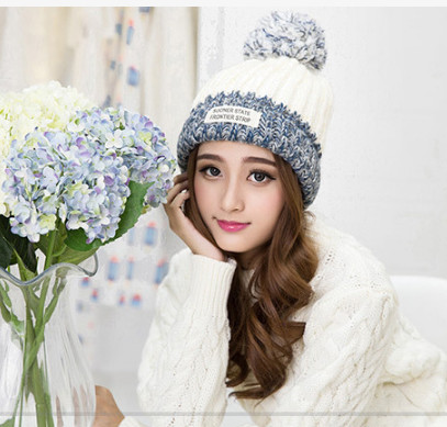 Mũ len nữ winter dệt kim ấm áp nón len Korea