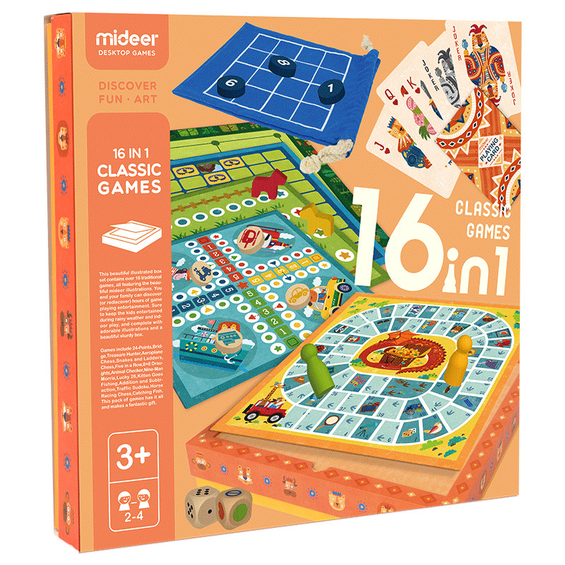 Board Game dành cho gia đình, nhóm bạn bè - Gồm 16 trò chơi kinh điển từ 4 tuổi