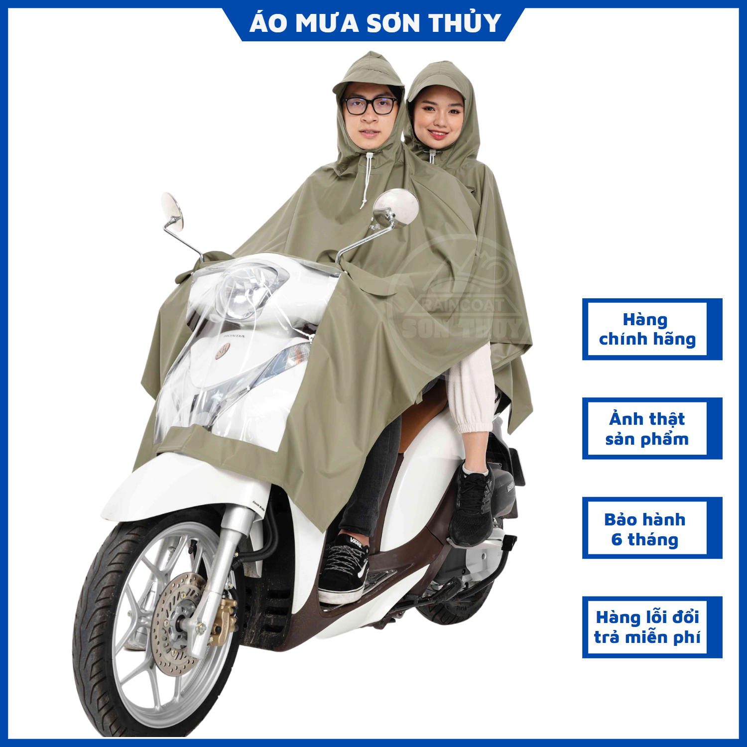 Áo mưa choàng 2 mũ siêu bền Sơn Thủy PVC freesize