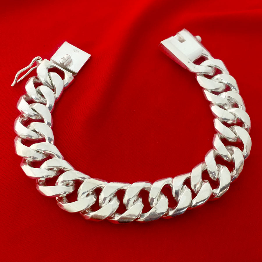 Lắc tay nam bạc ta mắt đơn đặc độ dài từ 18-20cm trong lượng có nhiều loại Bạc Quang Thản -BTLTN6