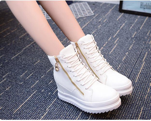 Giày boot nữ cao cổ đế độn phong cách Hàn Quốc B042