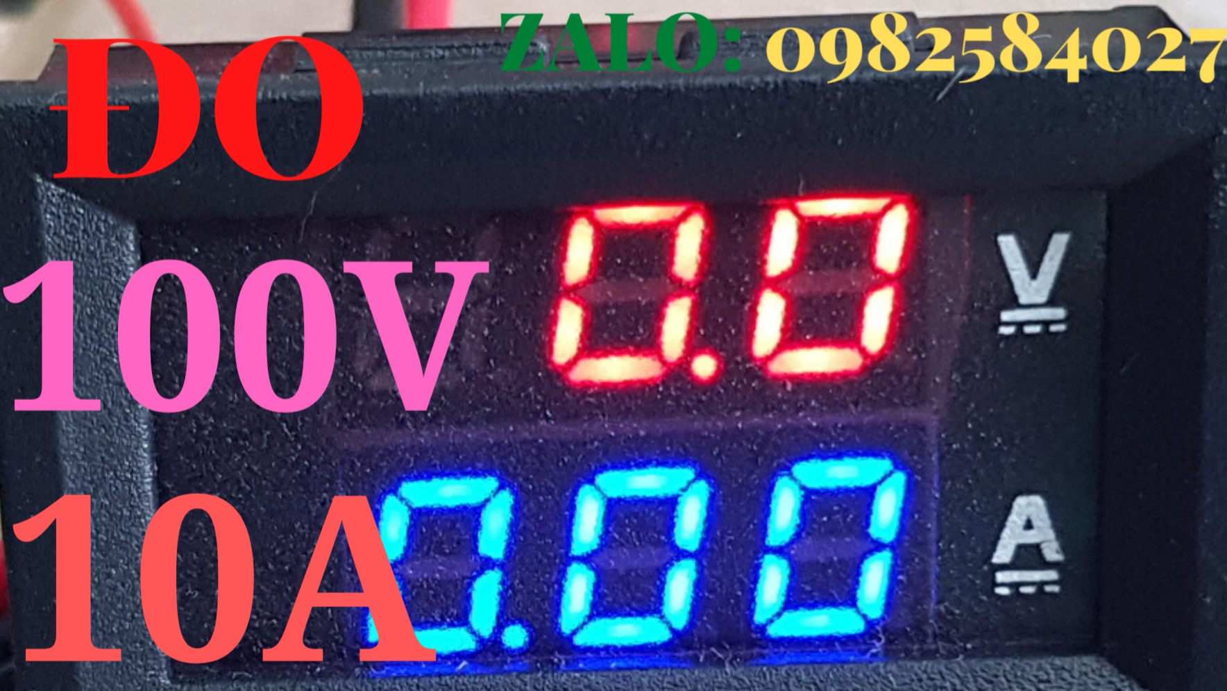 Vôn Kế Đồng Hồ Đo Dòng Điện Ampe Kế Chỉ Số Điện Áp Vôn Kế Ampe Kế Mini Ampe Kế Vôn Kế Kỹ Thuật Số Màn Hình LED Với Cáp Xanh Đỏ Dual DC 100V 10A
