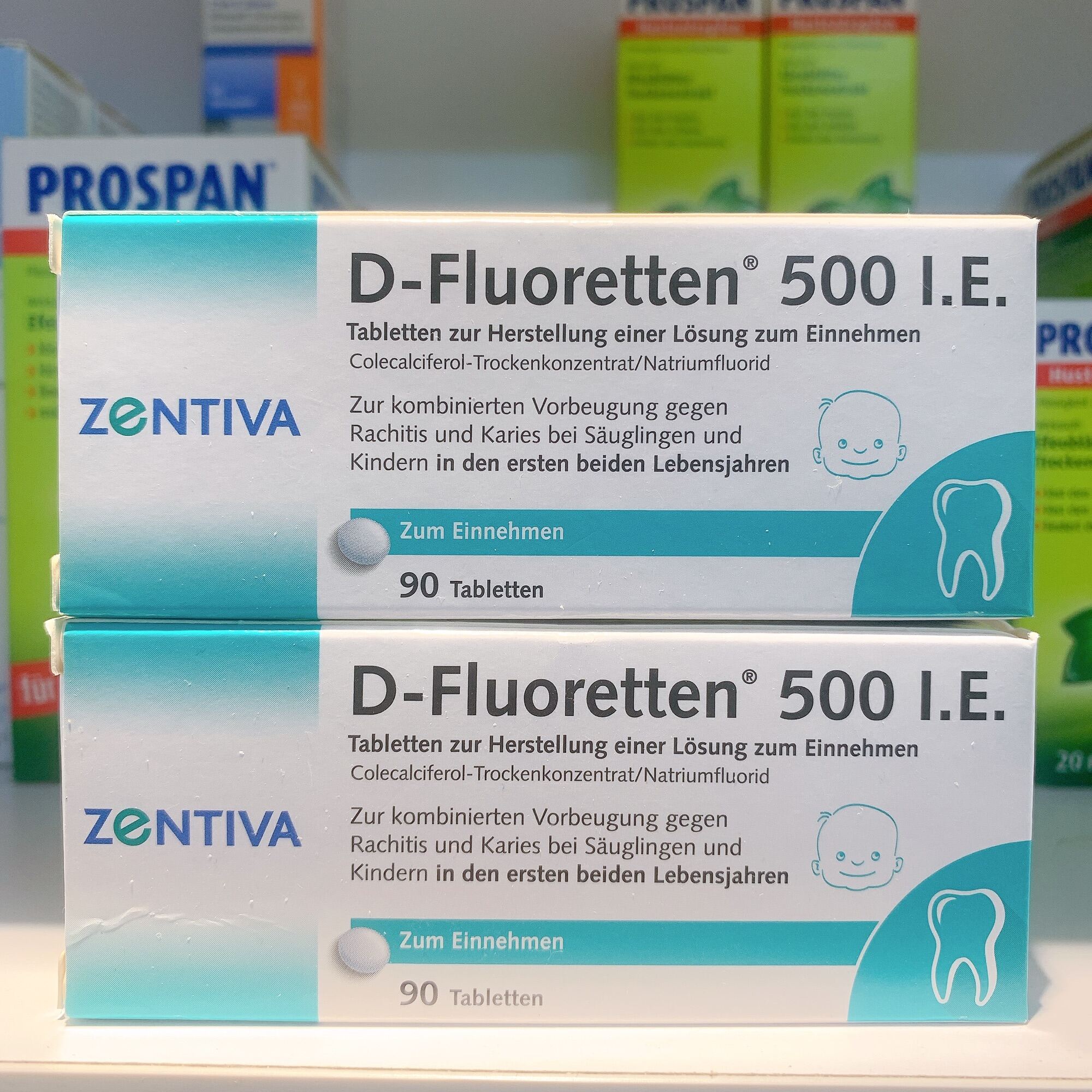 Vitamin d - fluoretten zentiva 500 ie cho trẻ sơ sinh và trẻ nhỏ dưới 2 tuổi - hộp 90 viên - hàng nội địa đức