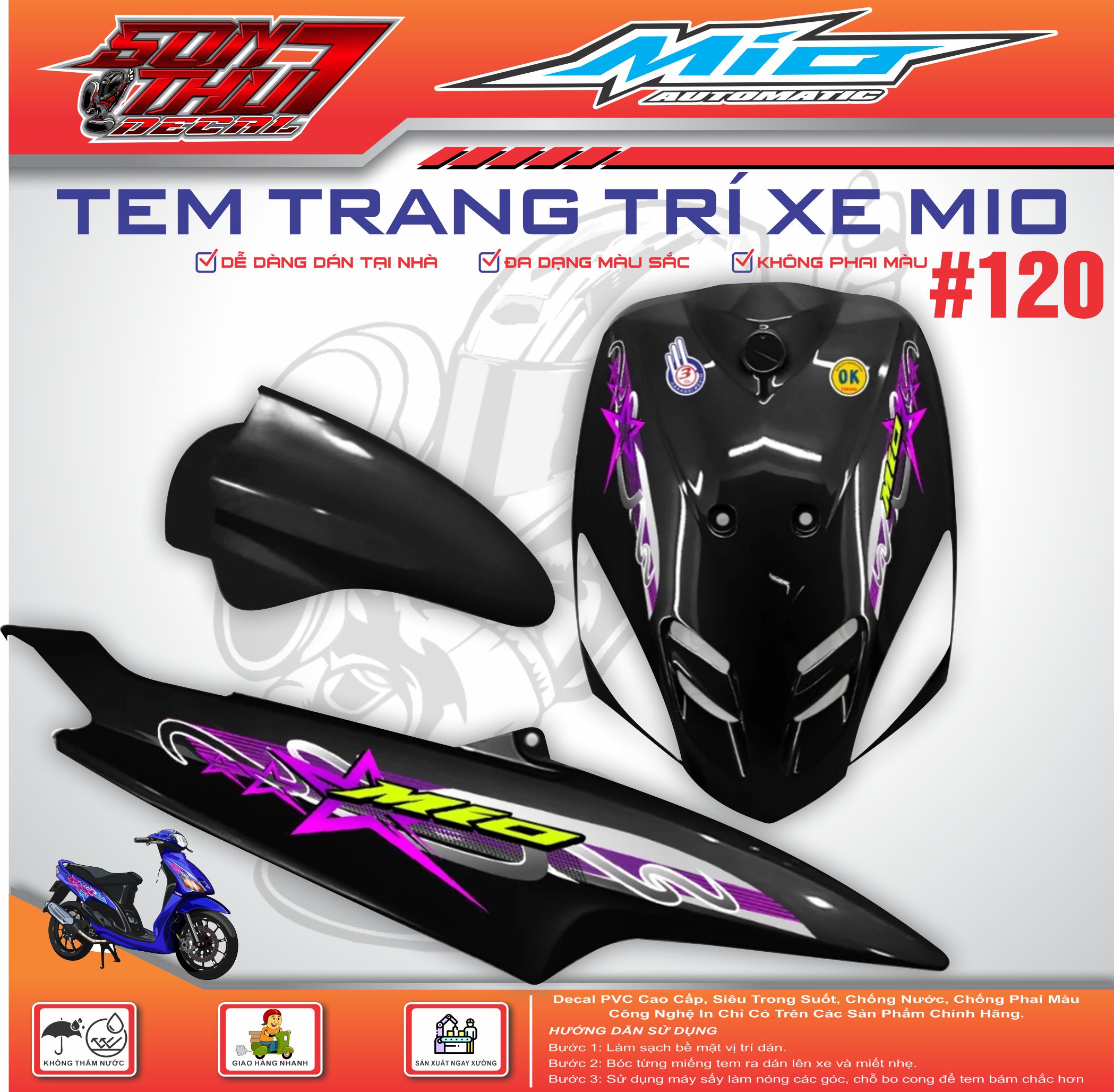 Yamaha Mio Sport Motorcycle Sticker #120 (High Quality Material - Sharp Color - Does Not Fade) Giá 104,000 Đồng*Miễn phí vận chuyển