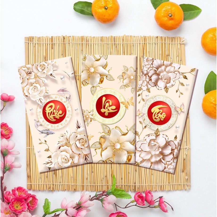 Combo 100 bao lì xì hoa sen trắng phúc lộc thọ
