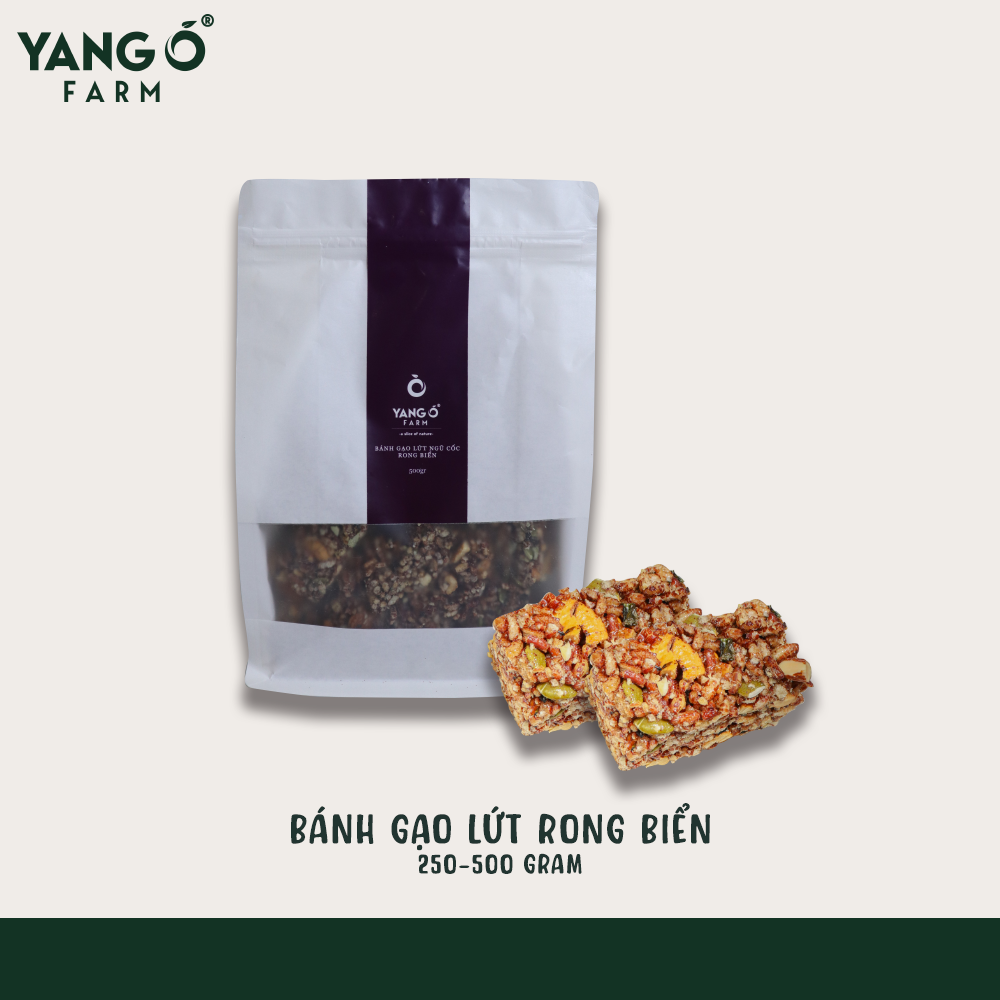 Bánh gạo lứt ăn kiêng yang o farm - thanh gạo lứt ngũ cốc vị rong biển