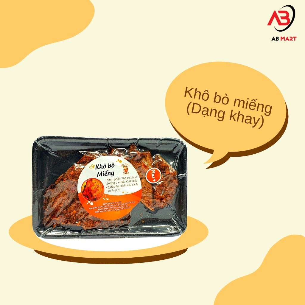 Khô bò miếng dạng khay 75gram - đồ ăn vặt khô loại ngon