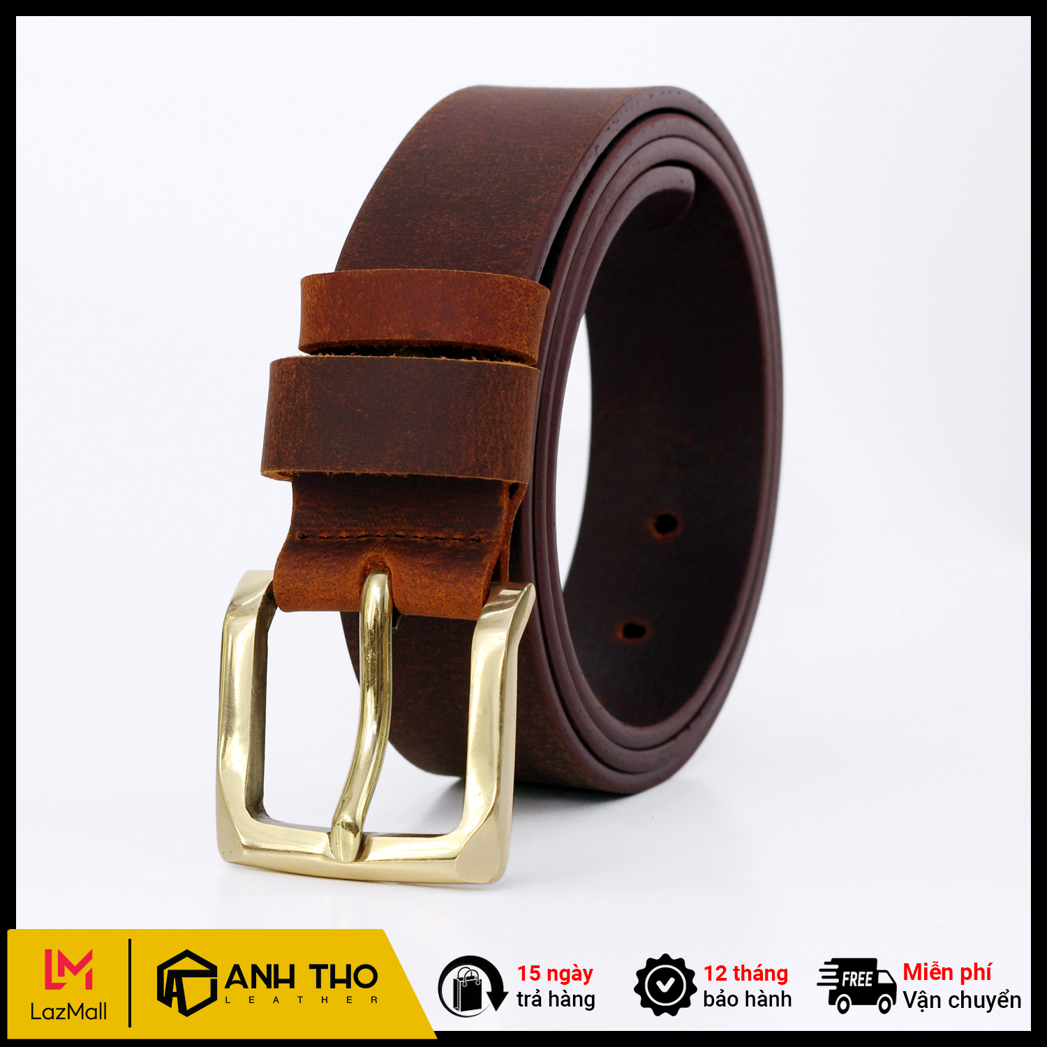 Thắt lưng da bò sáp khóa đồng AT Leather S4K-03