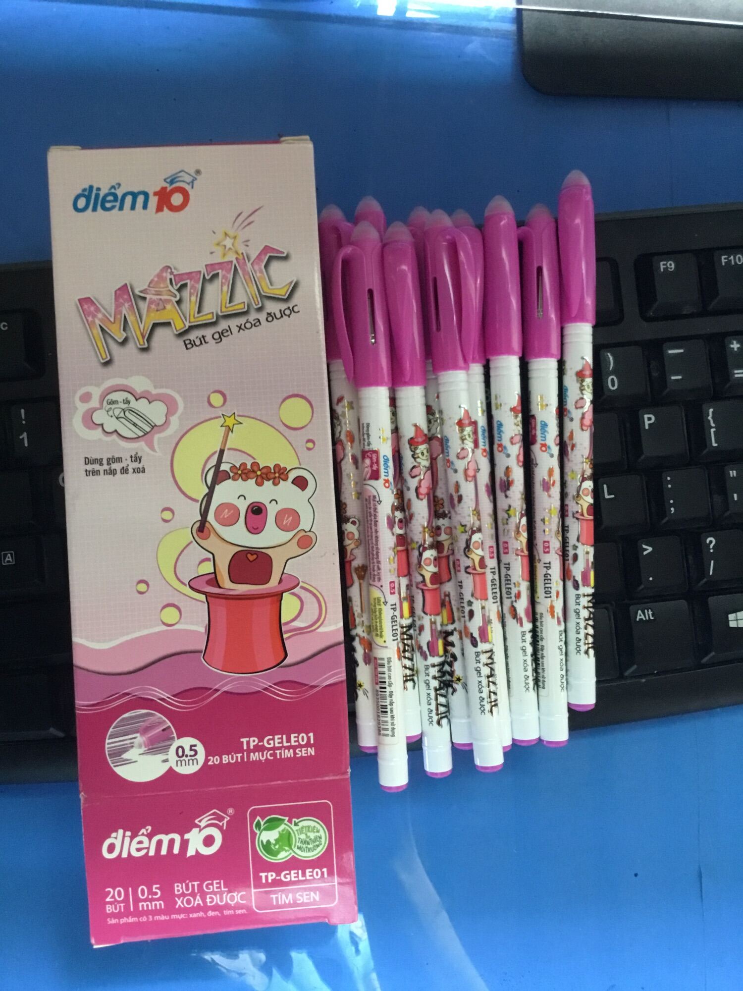 [Tp HCM] Sỉ Chính Hãng- (1/2 Hộp TP-GELE01 ) Combo 10 bút gel xoá được Thiên Long Điểm 10 TP-GELE01 màu tím-Shop còn có bút máy xoá được