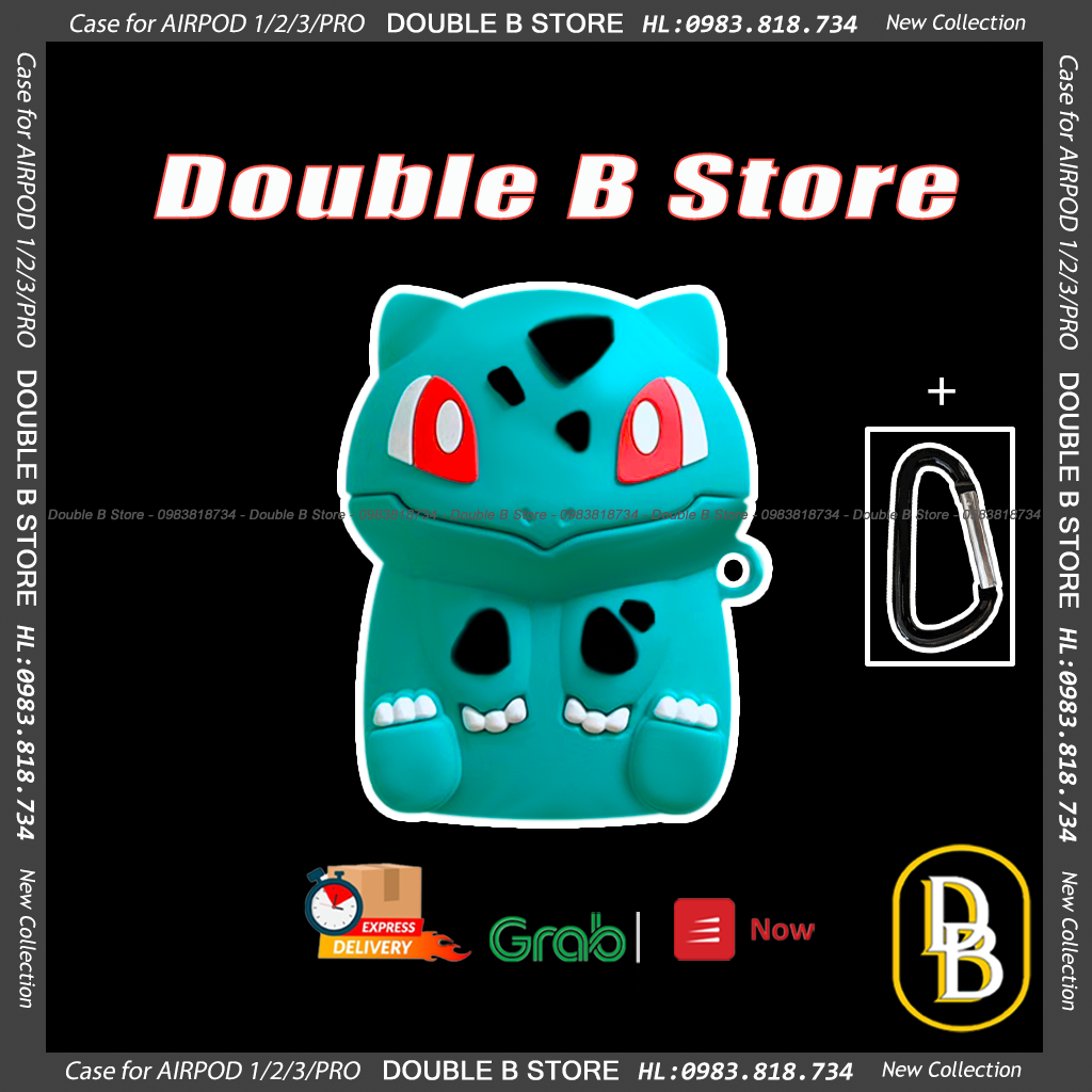 Ốp tai nghe không dây airpods 1/2 Ếch kì diệu Pokemon siêu đáng yêu 1095CAEKD