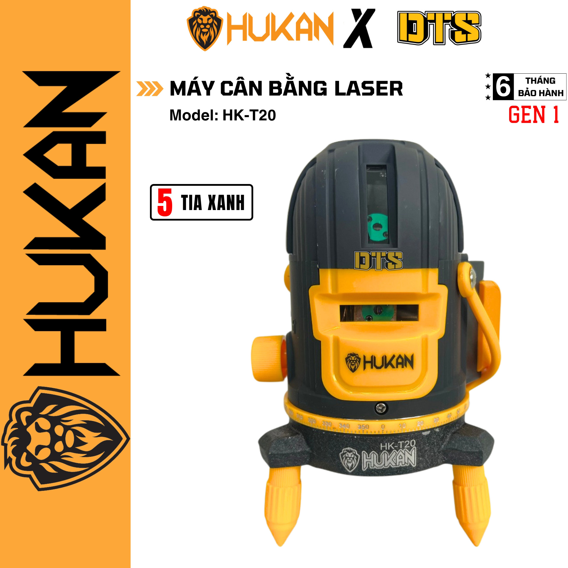Máy cân bằng Lazer 5 tia xanh siêu sáng HUKAN HK-T20, HK-T22, E63 | phạm vi tối đa 70m, điện áp pin 2cells, lắp đặt, sửa chữa