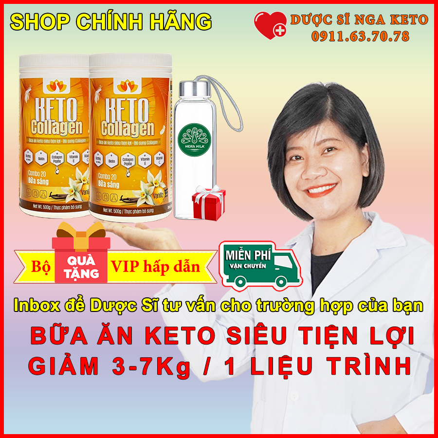 Liệu trình 2 hộp sữa lắc keto collagen 500g - bữa ăn keto giảm cân siêu tiện lợi, giảm cân nhanh, an toàn - quà tặng hấp dẫn