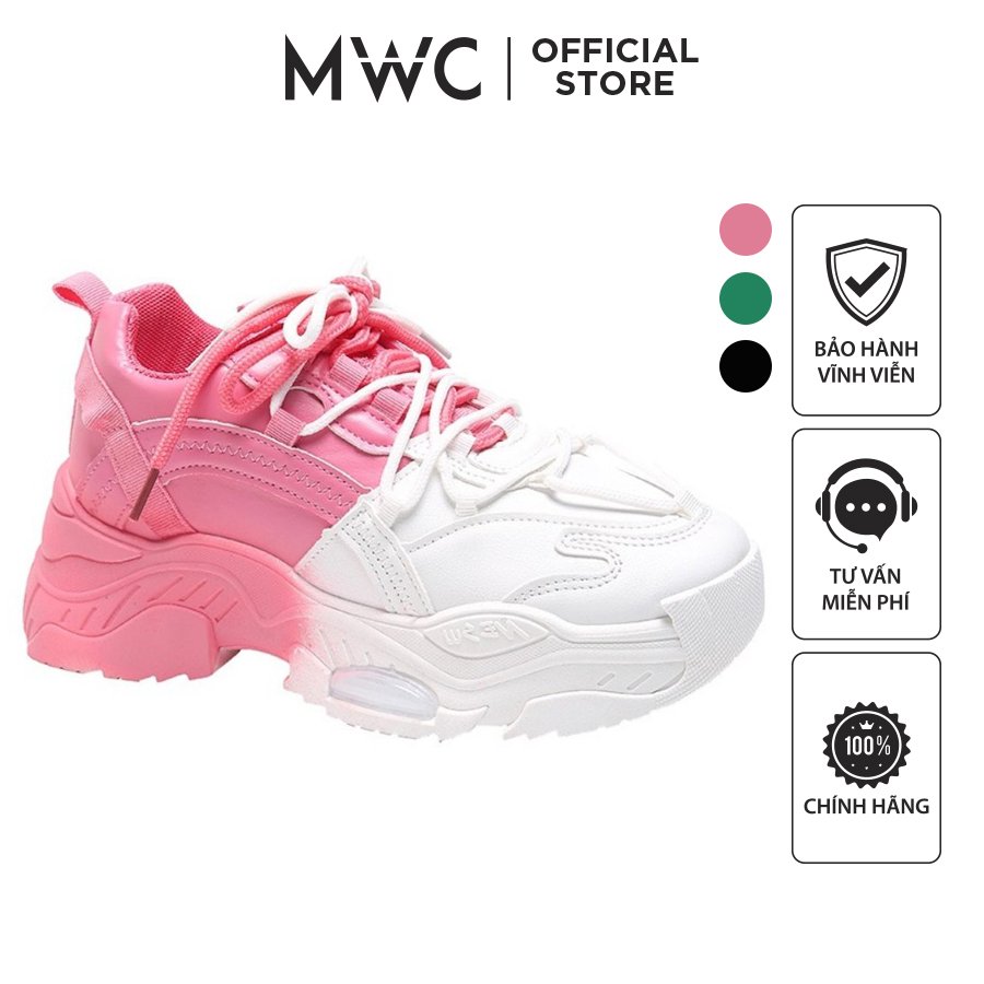 Giày mwc 0725 - giày thể thao nữ 2 màu siêu cute,sneaker êm chân đế độn 5cm hot trend
