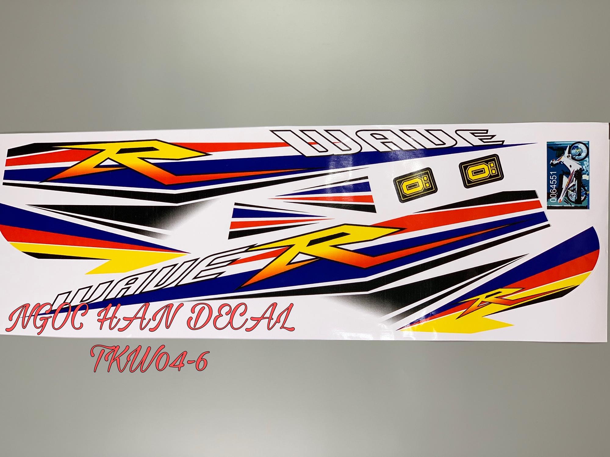 Tem chế nguyên bộ Ohlins màu xanh dương đen cho xe Wave -- NGỌC HÂN DECAL