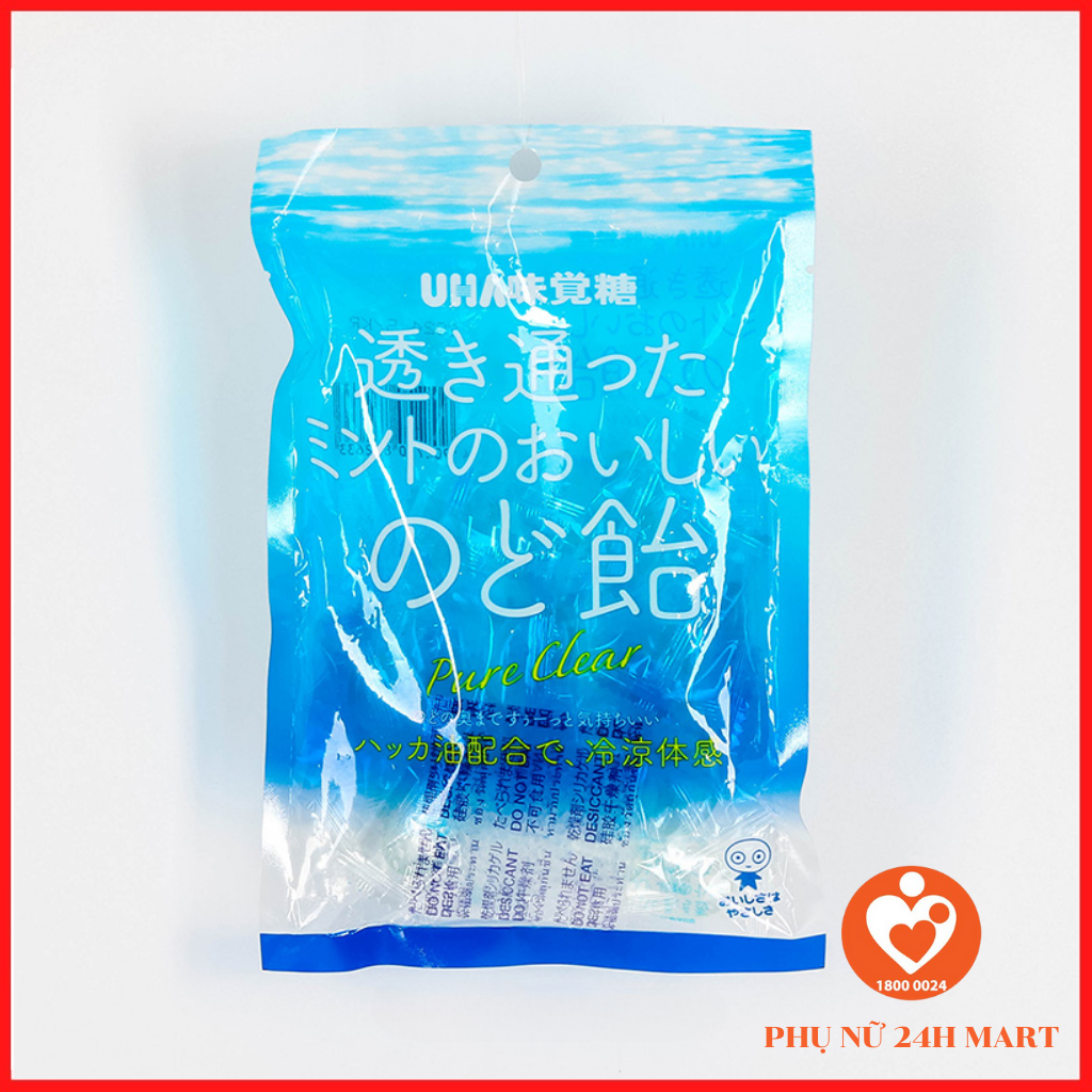 Kẹo bạc hà thông họng UHA Mikakuto Pure Clear 92g Nhật bản date T8 2024