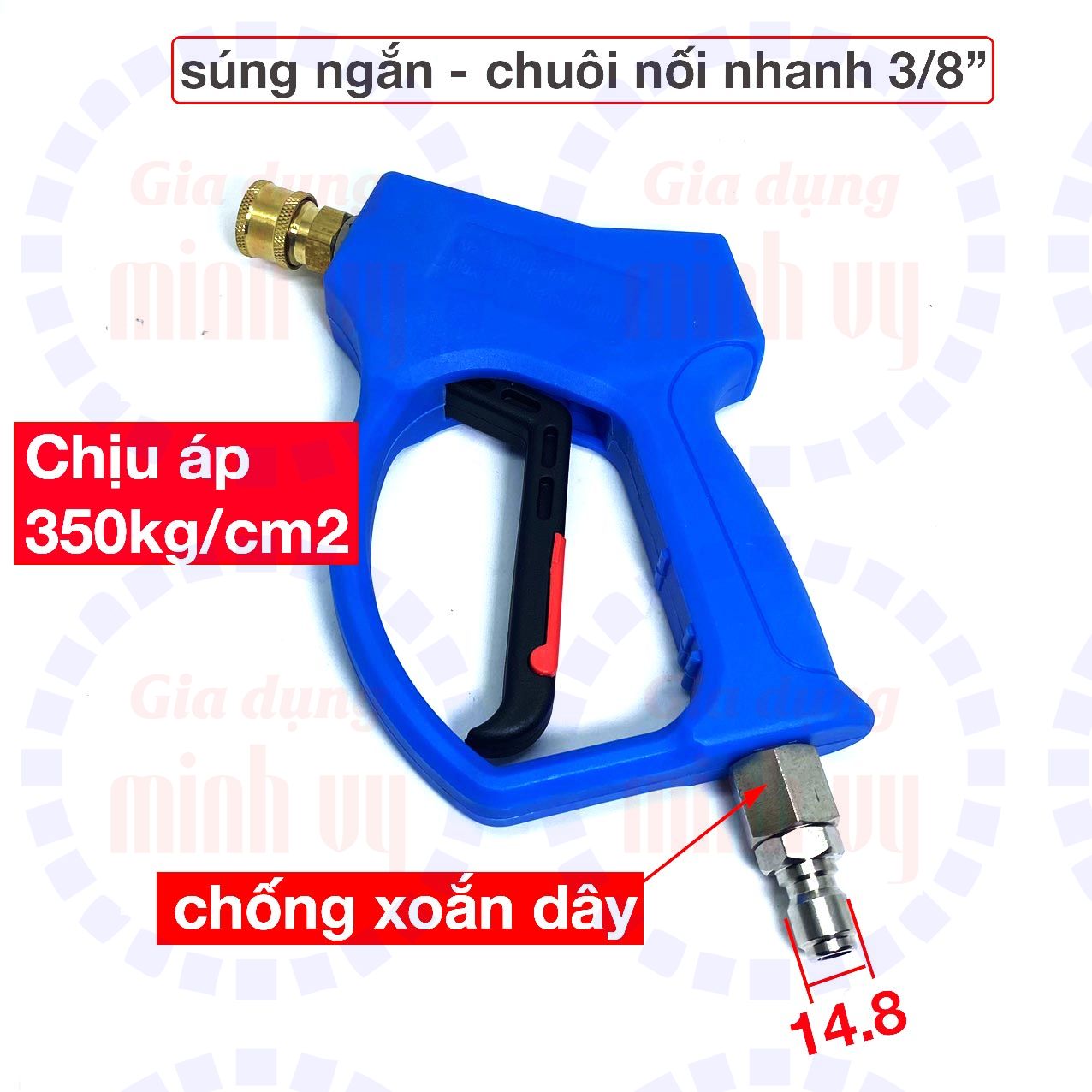 Sung rua xe cao áp - van đồng lõi sứ - chịu áp 350kg - chống xoắn dây