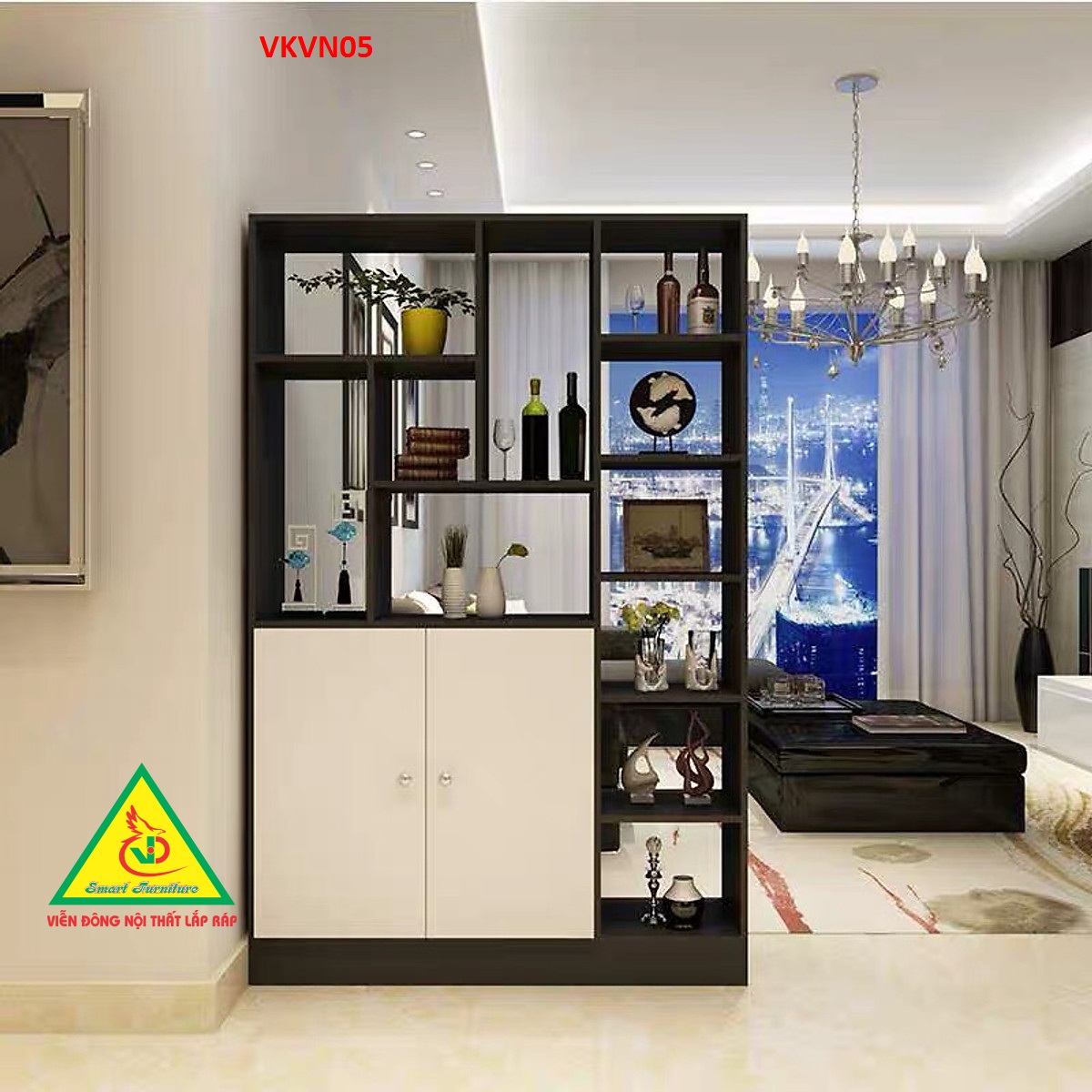 Kệ trang trí kiêm vách ngăn VKVN05- Nội thất lắp ráp