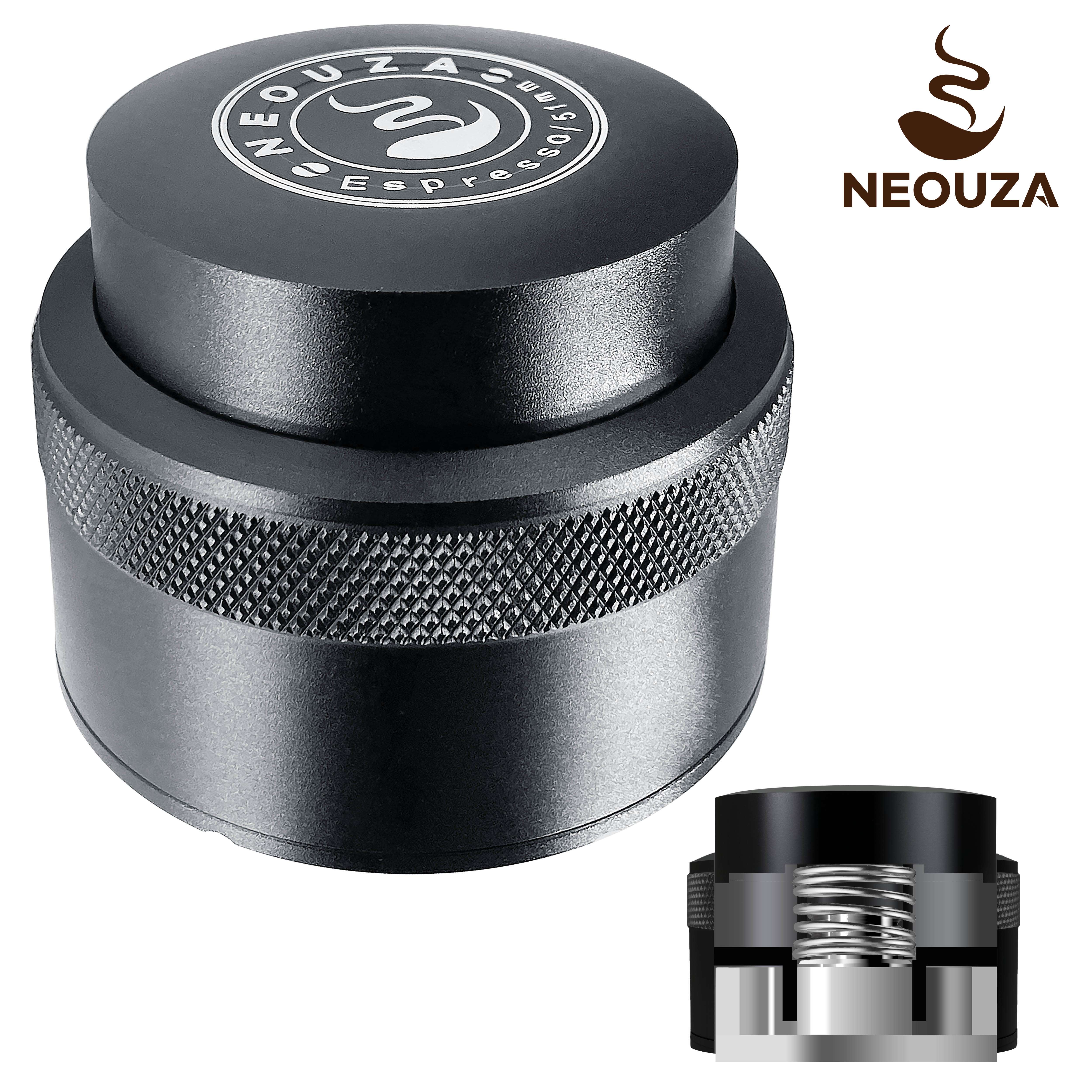 Neouza Cà Phê Palm Tamper 51/53/58Mm Barista dụng cụ nén Mùa Xuân Nạp Thép Không Gỉ Cơ Sở Phẳng Cho Máy pha cà phê Espresso Portafilter