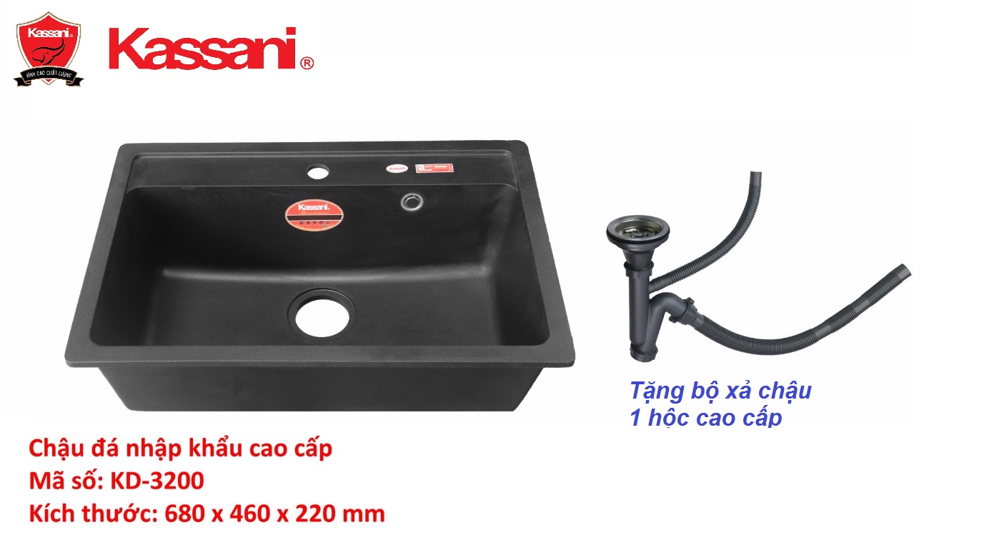 Chậu đá rửa chén bát Kassani KD-3200 1 hộc cao cấp bồn rửa chén đá Bồn rửa bát đá nhân tạo