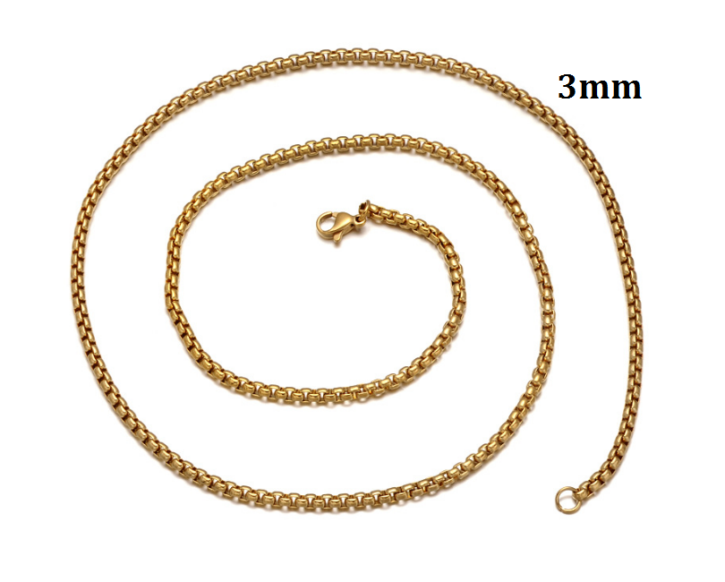 [HCM]Dây chuyền inox nam 3mm bông dừa khít đẹp mạ vàng