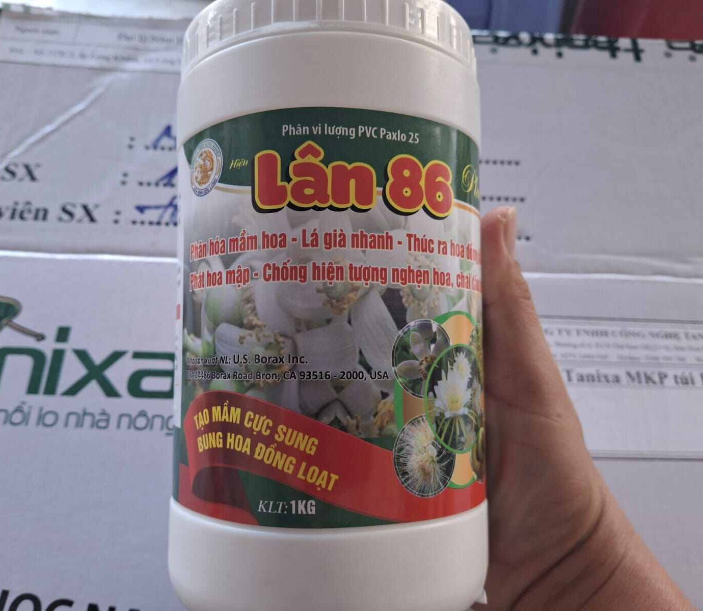 Lân 86 Lon 1Kg Phân bón tạo mần hoa - Làm nhanh già lá - Hạn chế chồi non