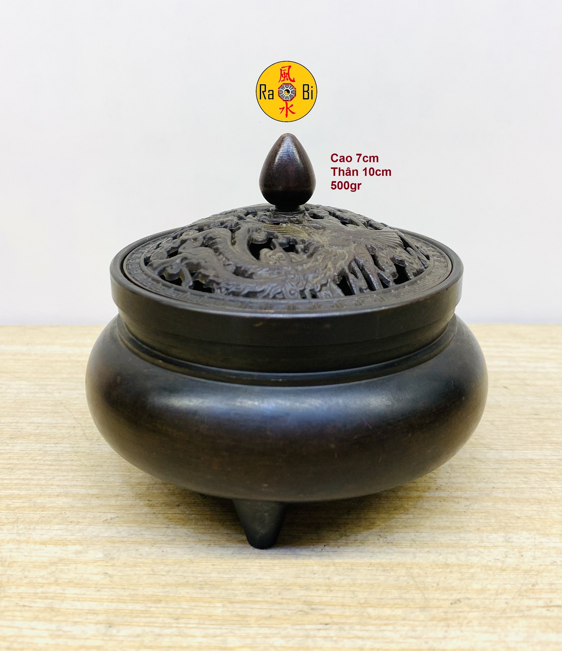 Lư trầm đồng dày - tượng đồng thờ cúng - đồ đồng mỹ nghệ