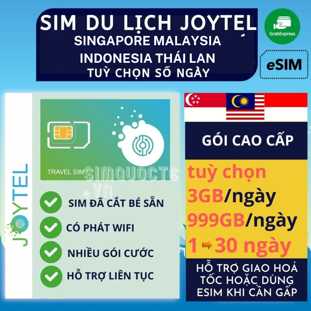 Sim du lịch Singapore Malaysia Indonesia không giới hạn internet 4G không chặn Facebook Google