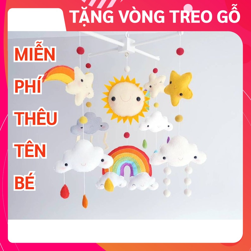 [Tặng Vòng Treo] Đồ Chơi Treo Nôi Cho Bé Kích Thích Thị Giác Coco Kids Ảnh Thật, Phát Nhạc Tự Xoay Mẫu Cầu Vồng 3