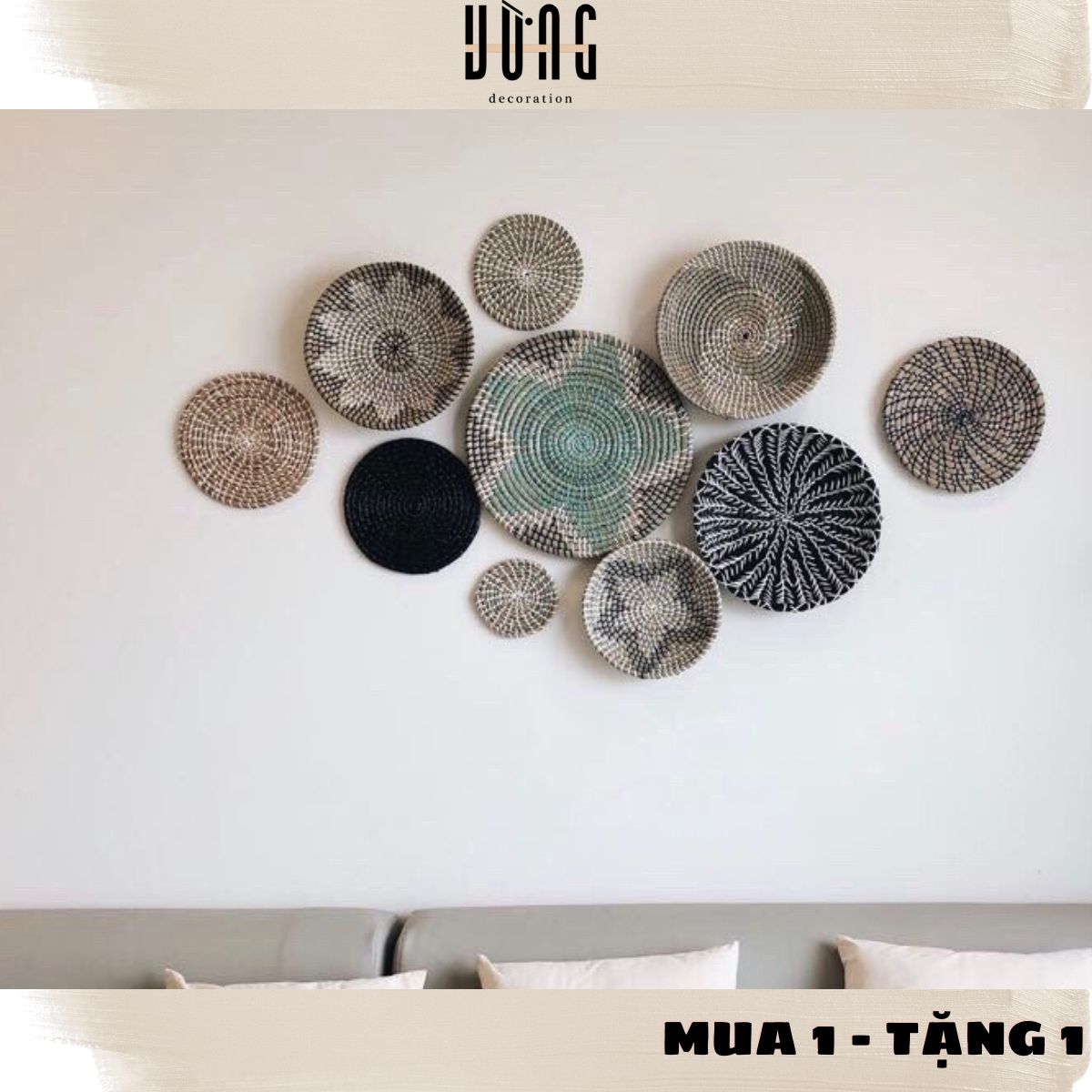 Sét Đĩa Cói Trang Trí VỪNG DECOR. Trang Trí Nhà, Quán Cà Phê, Nhà Hàng, HomeStay - Hàng VNXK [ FreeShip - Giảm 5k Đơn 0đ ]