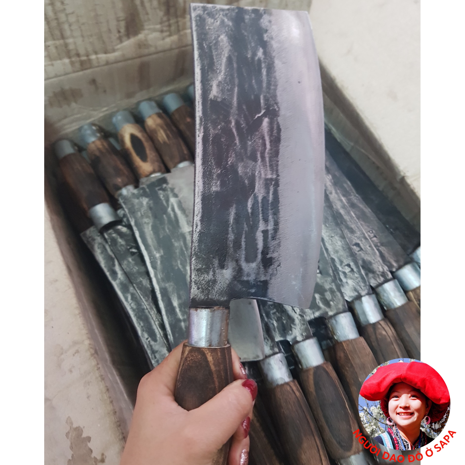 Dao chặt xương, chặt củi, chặt cây làm từ nhíp xe ô tô, rèn thủ công cao cấp. Dao chặt xương ống cứng bò, giò heo, xương gà nhip oto