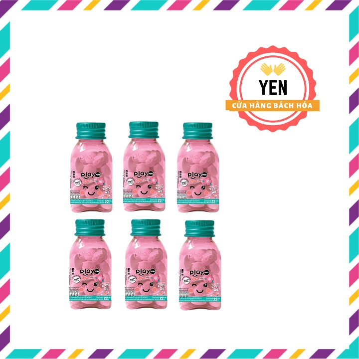 [HCM]Combo 06 hủ - Kẹo ngậm Play more Thái Lan vị đào Sakura  HOT HIT ngon vi diệu loại 22g