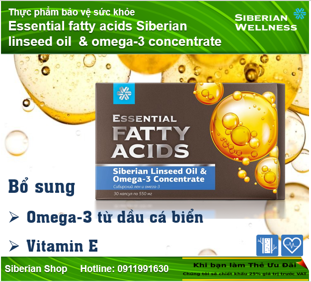 Essential fatty acids Siberian linseed oil & omega-3 concentrate #500662 - Bảo vệ sức khỏe Tim mạch
