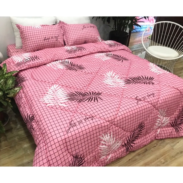 Chăn mền phao trần bông mẫu Me Hồng, chăn bông dày loại 1, bông hơi siêu nhẹ cao cấp được chọn màu