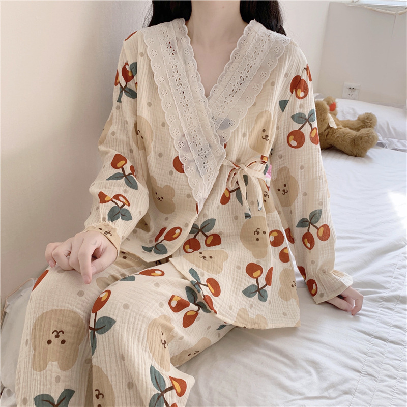 Set bộ gấu phối ren kiểu dáng kimono quảng châu