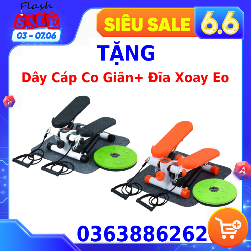 Máy chạy bộ tại nhà 🎁FREESHIP🎁 máy chạy bộ tại nhà mini Stepper phiên bản Luxury tặng kèm dây cáp + bàn xoay eo