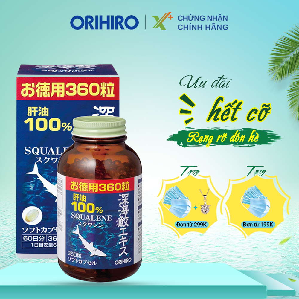 Viên uống dầu gan cá mập ORIHIRO Squalene Nhật Bản hỗ trợ xương khớp, tim mạch 360 viên/lọ XP-OR-SQU01