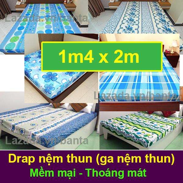 Ga nệm thun lạnh (drap nệm thun, ra bao nệm thun lạnh) 1m4 x 2m VN1M4 (Giao màu ngẫu nhiên)
