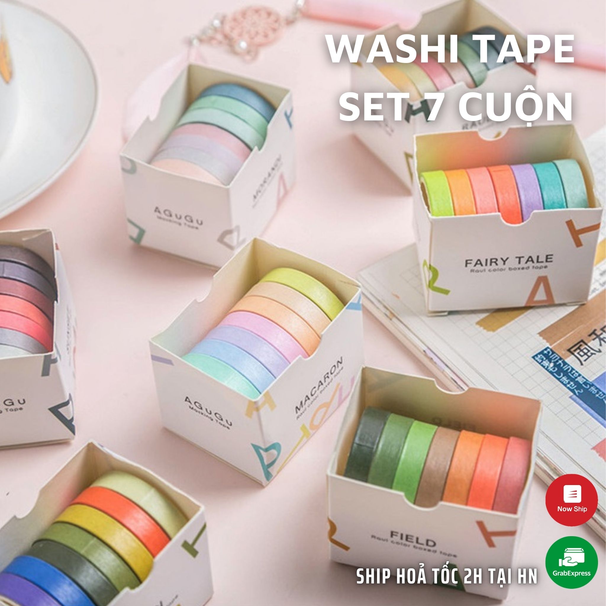 Washi tape set 7 cuộn nhiều chủ đề - Băng keo trang trí