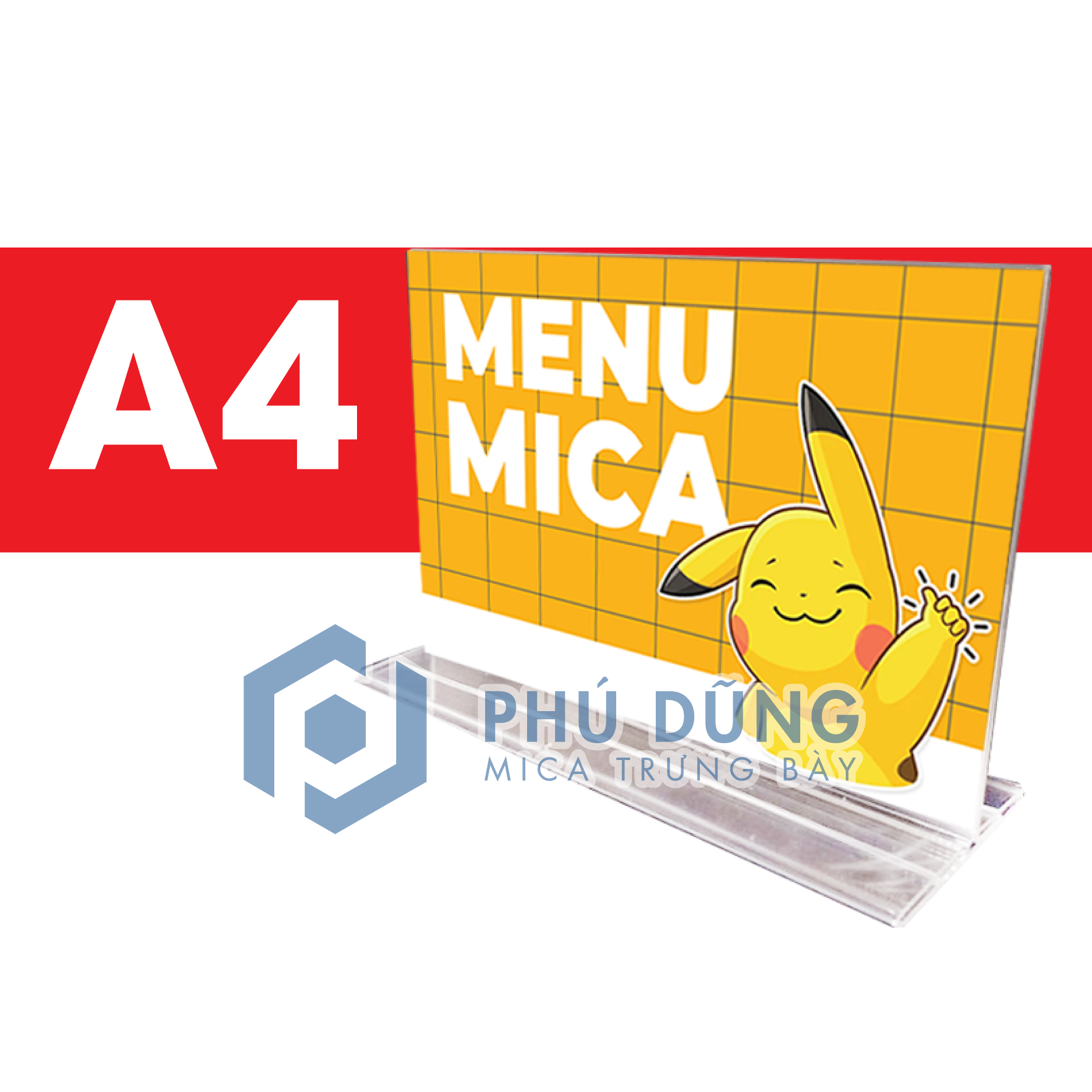[HCM]Kệ Menu Mica NGANG A4 Đế Lùa