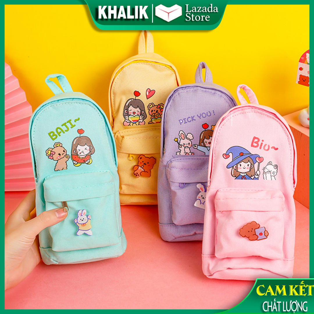 Túi hộp đựng bút cute Hàn Quốc dành cho học sinh bằng vải KHALIK siêu dễ thương
