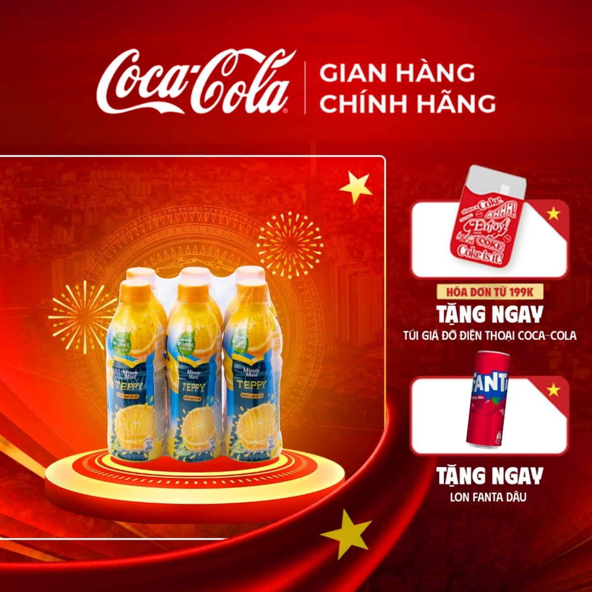 [HOẢ TỐC HCM] Lốc 6 Chai Thực phẩm bổ sung Minute Maid Teppy Nước cam có tép 1l/Chai Sale 25.8 Coca-Cola Chính Hãng
