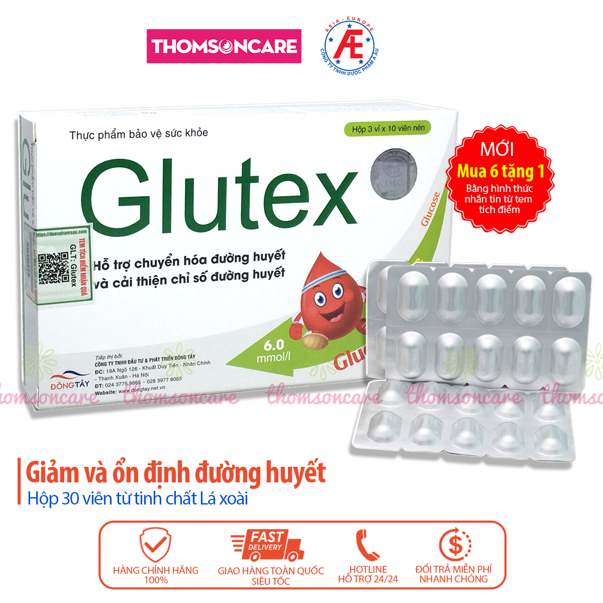 Glutex - Hỗ trợ ổn định đường huyết, giảm tiểu đường từ mướp đắng