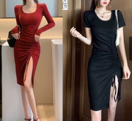 Đầm body tay dài và tay ngắn xẻ tà