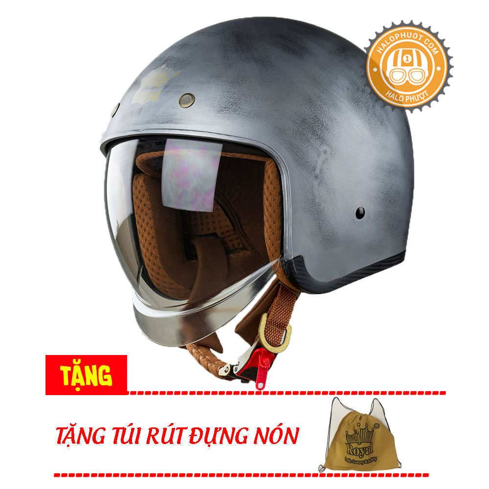 Nón bảo hiểm 3/4 kính âm Royal M139 Xước Nhám (Tặng balo rút) (Bảo hành trọn đời)