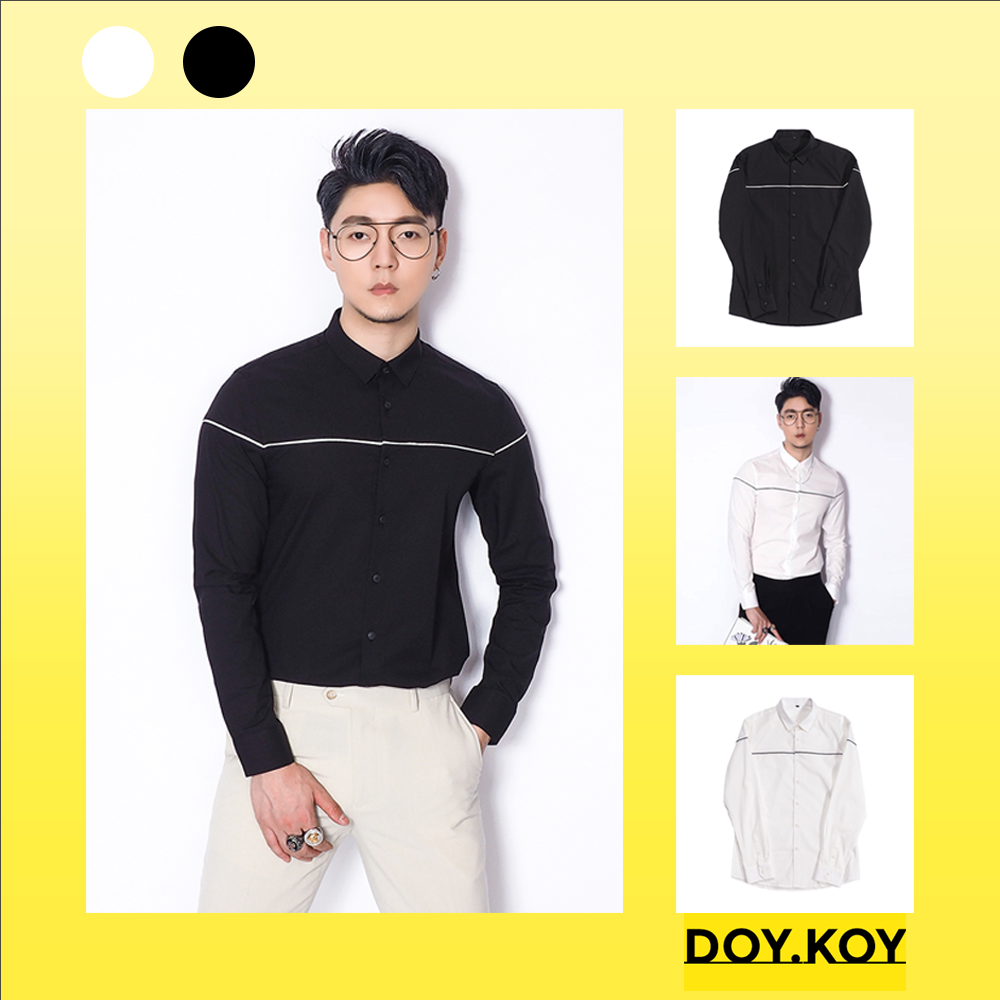 Áo sơ mi nam cổ bẻ kẻ ngang ngực lịch lãm áo sơ mi nam dài tay công sở kiẻu - DOY.KOY